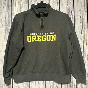 Oregon Ducks Sweatshirt Adult XL Gray Jansport Quarter 1/4 Zip Fleece Spellout